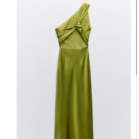 ZARA - Satin Effect Asymmetric Dress - Picture 3 of 6